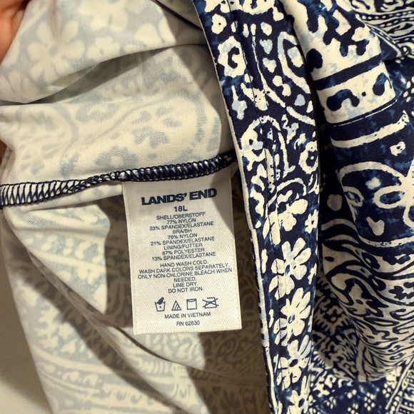 Lands' End Blue and White Patterned Swim Top - Picture 4 of 5